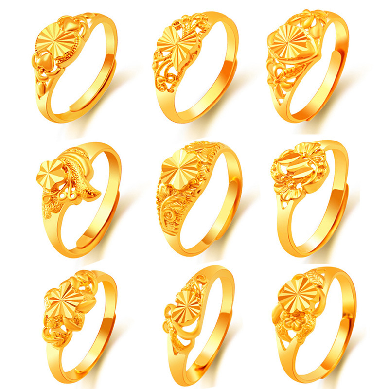 alluvial gold ring women‘s no color fading niche sweet imitation gold women‘s opening ring copper alloy accessories new wholesale