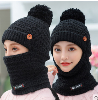 Knitted Hat Children's Autumn and Winter Tide Sweet All-Matching Cute Korean Fashion Small Fresh Warm Scarf Integrated Woolen Cap