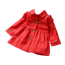 女童中长款风衣秋冬季新品韩版儿童装大衣女宝宝洋气纯色开衫外套