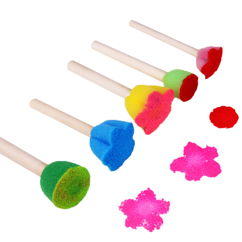 New Creative Sponge Brush 5 Color Mini Flower Sponge Seals Factory Art Supplies Wholesale