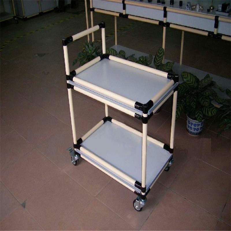 珠海米黄色精益管推车电子车间物料周转车