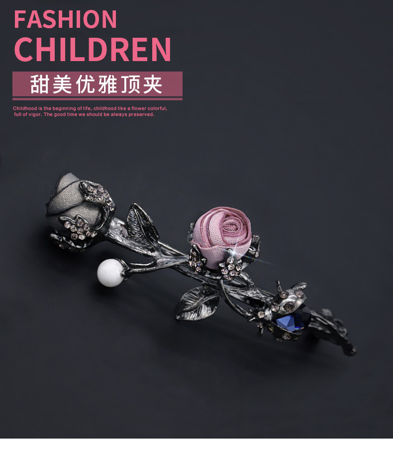 韩国复古气质水钻弹簧夹布艺头饰发卡顶夹刘海小夹子饰品头饰发饰