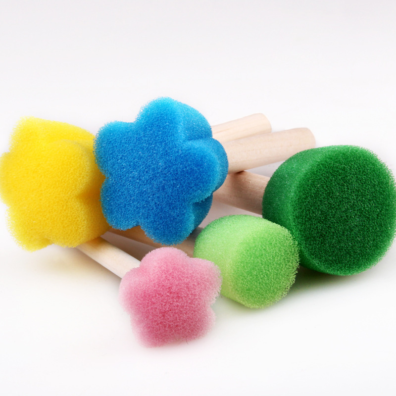 New Creative Sponge Brush 5 Color Mini Flower Sponge Seals Factory Art Supplies Wholesale