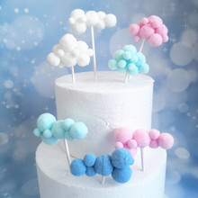 新品创意白云云朵蛋糕装饰插牌多色云朵长款短款蛋糕插牌派对装饰