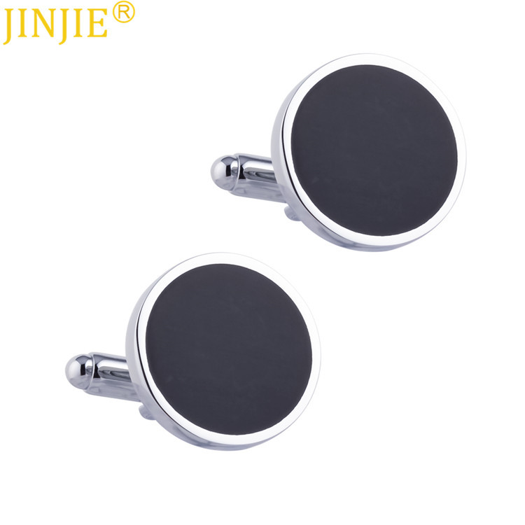 spot black upscale round flat epoxy enamel metal cufflinks foreign trade men‘s french cufflinks wholesale