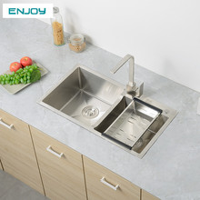 拉丝手工水槽双槽304不锈钢加厚厨房洗菜盆台上台下洗碗盆水池槽