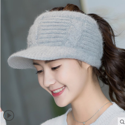 Hat Women's Air Top Sunhat Autumn Winter Simple Wool Hat Korean Knitted Hat Warm Sports Peaked Cap