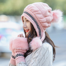 新款韩版时尚护耳女士针织帽冬季户外加厚毛线帽单色保暖帽子批发