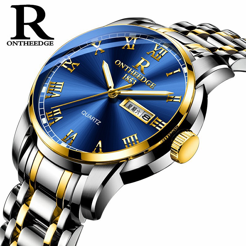 ruizhiyuan popular fine steel case steel belt steel timepiece men‘s genuine goods quartz watch three-pin wholesale business non-mechanical watch