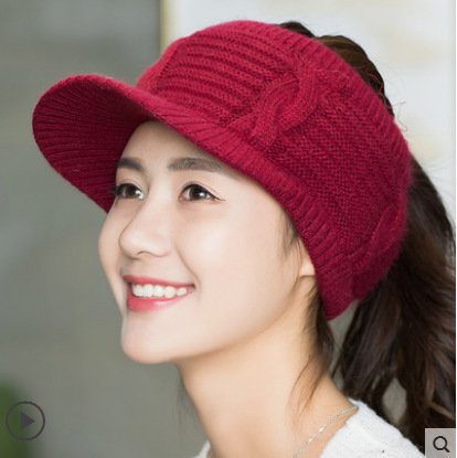 Hat Women's Air Top Sunhat Autumn Winter Simple Wool Hat Korean Knitted Hat Warm Sports Peaked Cap