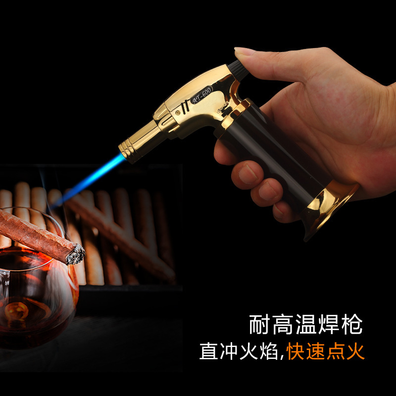 Factory Direct Sales No. 600 Direct Punching Windproof Spray Gun Lighter Welding Gun Lighter Outdoor Barbecue Supplies 1300 ℃