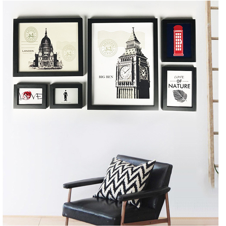 简约实木质相框创意挂墙拼图装饰画框质感洗照片客厅桌面摆件立体