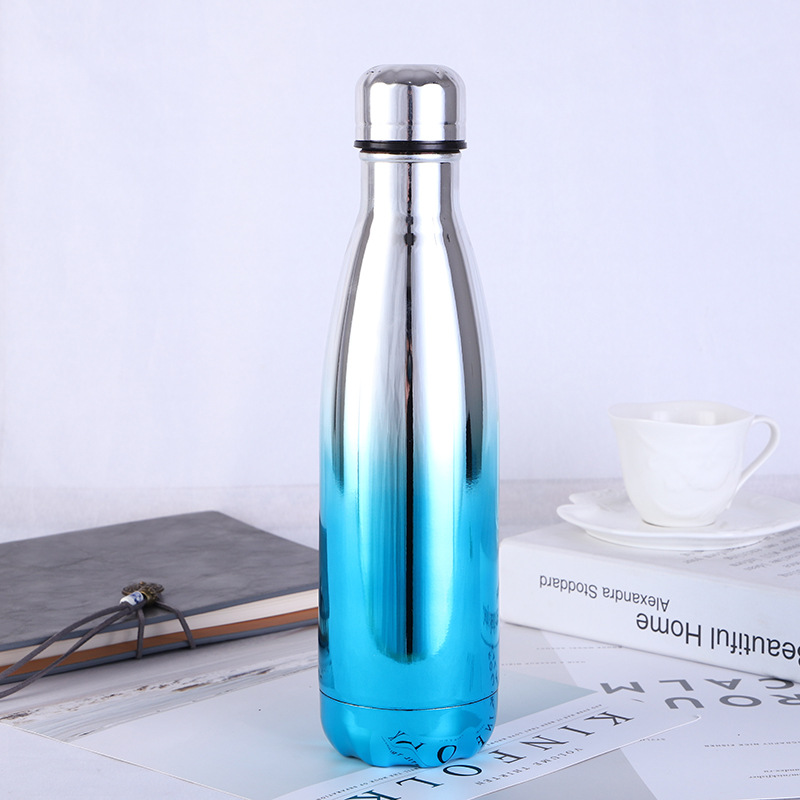Exclusive for Cross-Border 304 Stainless Steel Vacuum Cup Outdoor Portable Sports Bottle Good-looking Gradient Electroplating Coke Bottle