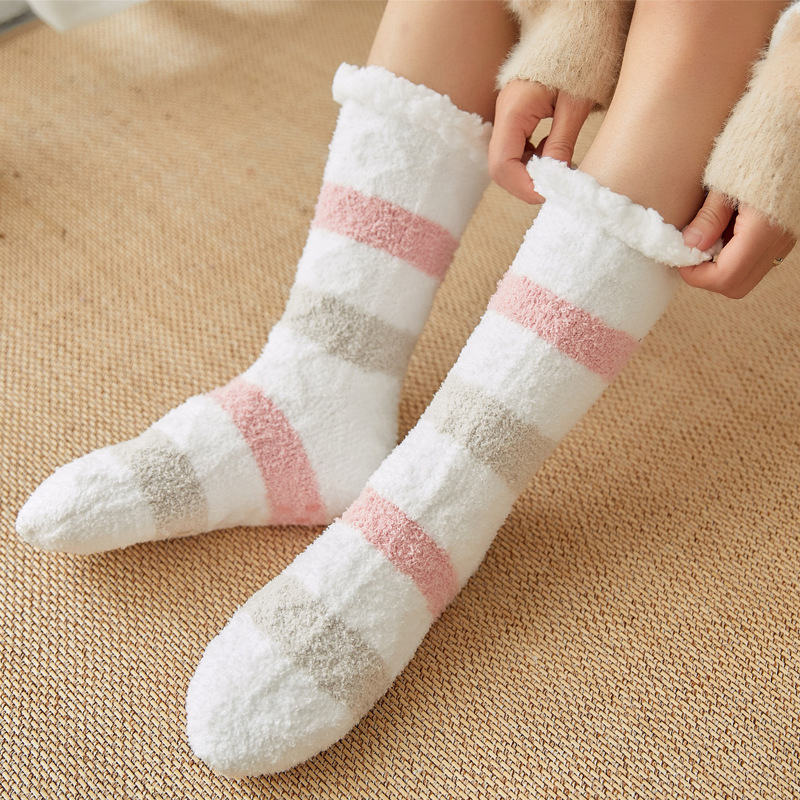 Coral Velvet Room Socks Terry Sock Women's Half Velvet Socks Sleeping Socks Leg Warmer Snow Socks Slippers Socks Carpet Socks