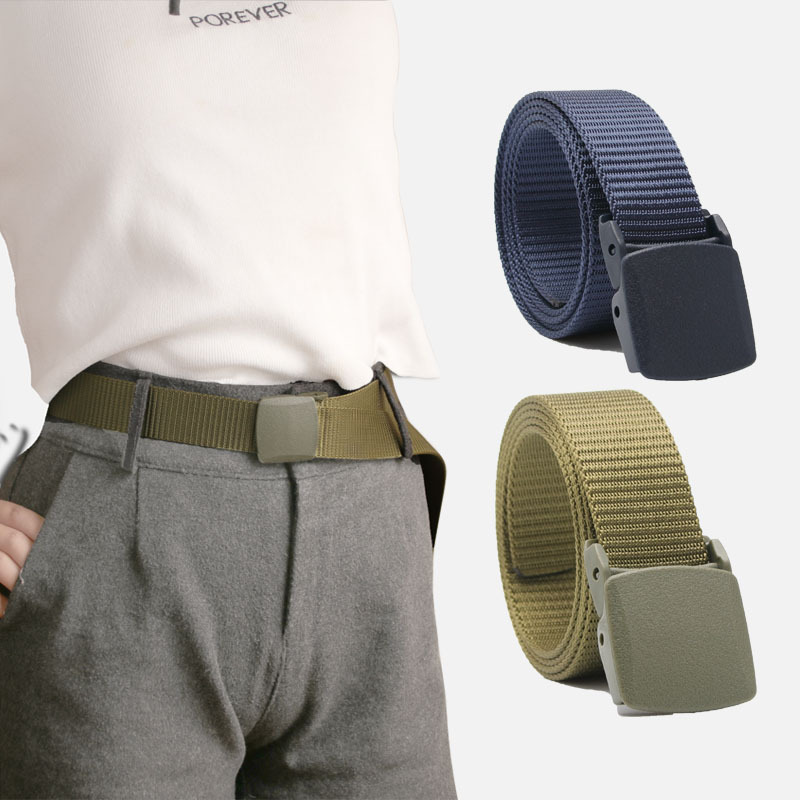 new canvas belt plastic buckle anti-allergy nylon quick-drying belt lightweight outdoor sports and casual unisex