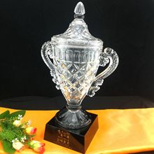 水晶大碗奖杯刻字高尔夫赛公司典礼冠亚季颁奖礼品双耳水晶奖杯