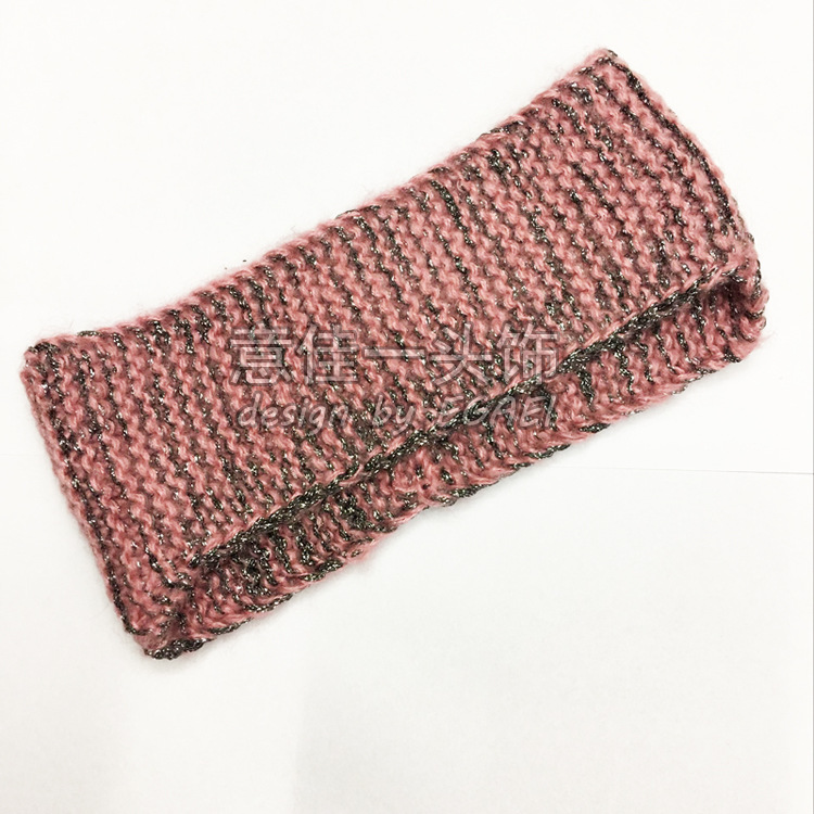 Factory Direct Sales Front Narrow Back Wide Pearl Knitted Hair Band Autumn and Winter Wool Headband out Face Slimming Hip Hop Hair Band