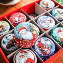 新款圣诞礼品盒包装盒高肚圆罐马口铁盒茶花喜糖果礼物盒子套装小