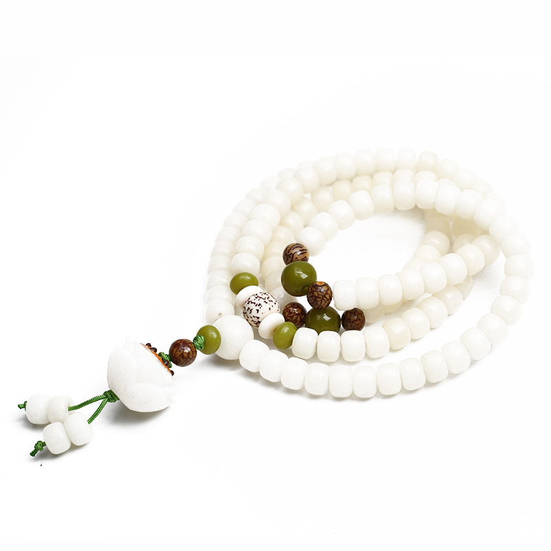 Yiyi Jewelry Original Natural Bodhi Bead Bracelet White Jade Bodhi 108 Pieces Buddha Beads Rosary Bodhi Bracelet Generation Hair