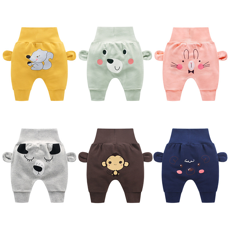 2023 Baby Pants Spring and Autumn New Boys and Girls Bottom-Enlarged Pants Baby High Waist Belly Protection Pants Children's Casual Trousers Tide