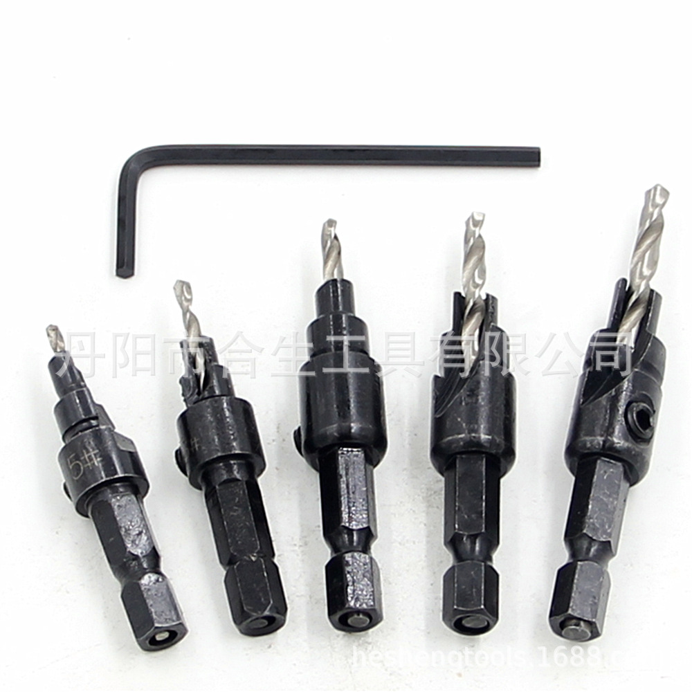 Woodworking Hole Saw Set Hexagon Screws Hardware Tools Countersunk Hole Drill Bit Countersunk Head Taper Hole Drilling Reaming