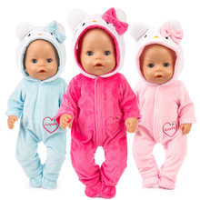 2023新品18寸美国女孩娃衣服 夏芙娃娃衣服卡通动物小猫衣服套装