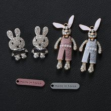 韩版创意可爱满钻小兔子diy手机壳字母配件大兔子饰品手机配件