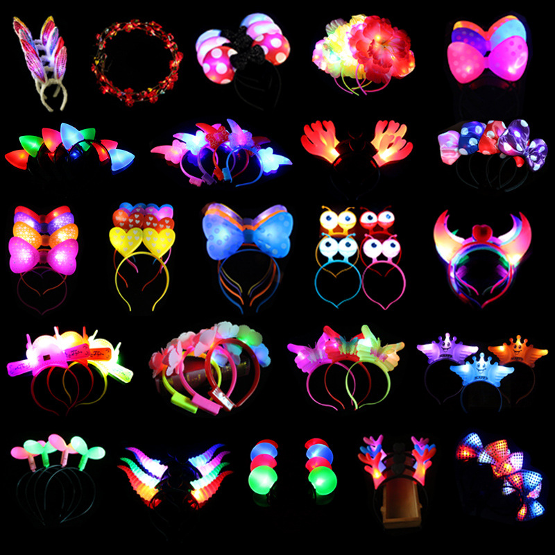 Horn Headband Luminous Antlers Rabbit Ears Hair Hoop Hairpin Concert Flash Headdress Toys Wholesale