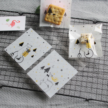 原创新款圣诞节小鹿小熊曲奇饼干包装袋雪花酥牛轧糖饼干包装袋子