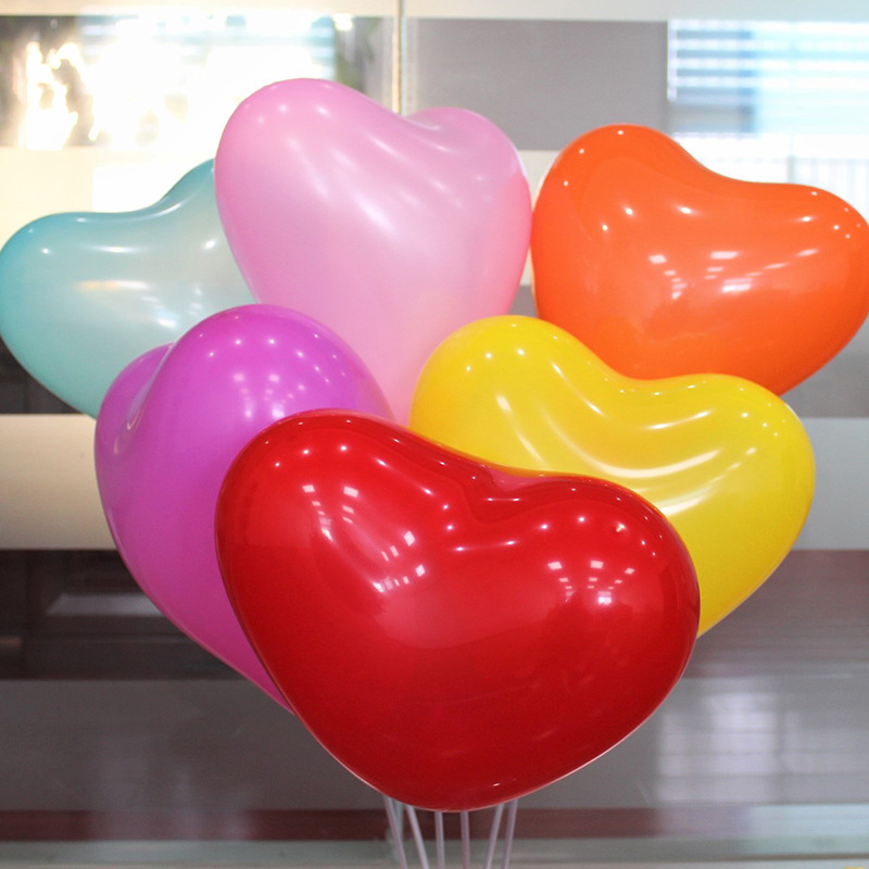 Wedding Room Decoration Layout Heart-Shaped Rubber Balloons 12-Inch 2.2G Thickened Wedding Confession Love Heart-Shaped Balloon Wholesale