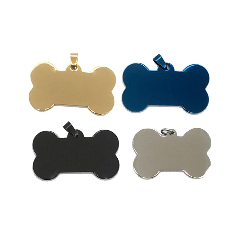 钛钢吊牌宠物身份牌不锈钢光面狗牌狗骨头吊坠项链激光刻字logo