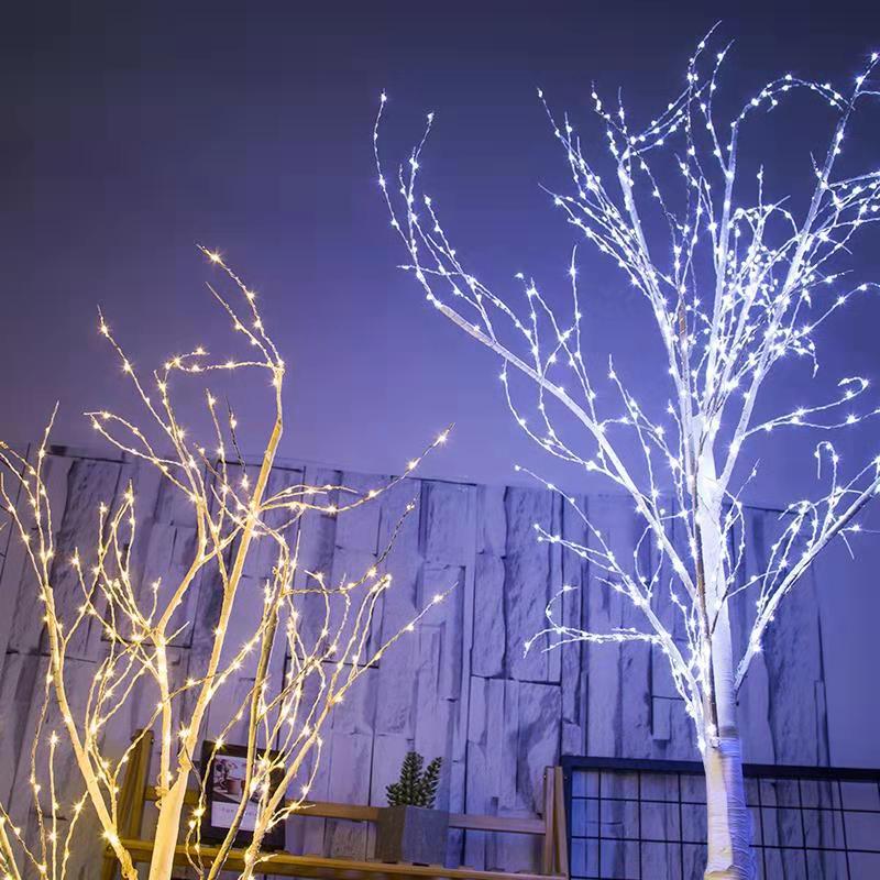 LED树灯 节庆装饰灯满天星暖光白光仿真白桦树灯定时遥控多模式