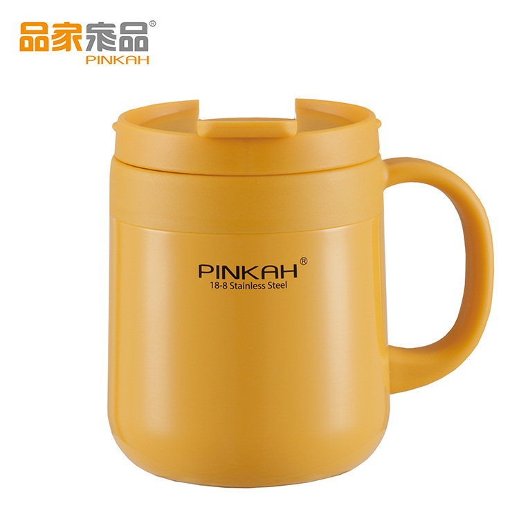 品家家品批发定制316不锈钢真空保温杯350ml带手柄马克杯办公杯