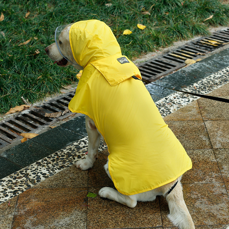 亚马逊爆款宠物夏季服装可收纳带帽大狗防雨服饰防水新款宠物雨衣