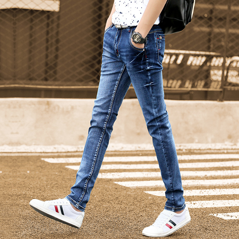 Fleece Padded Jeans Men's Stretch Slim Fit Casual Men Fashion Brand Boys Pants Feet Spring and Autumn Xintang Trousers