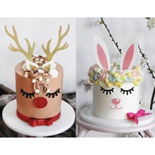 蛋糕装饰插牌圣诞节 圣诞麋鹿套装 可爱小白兔套装插卡插件