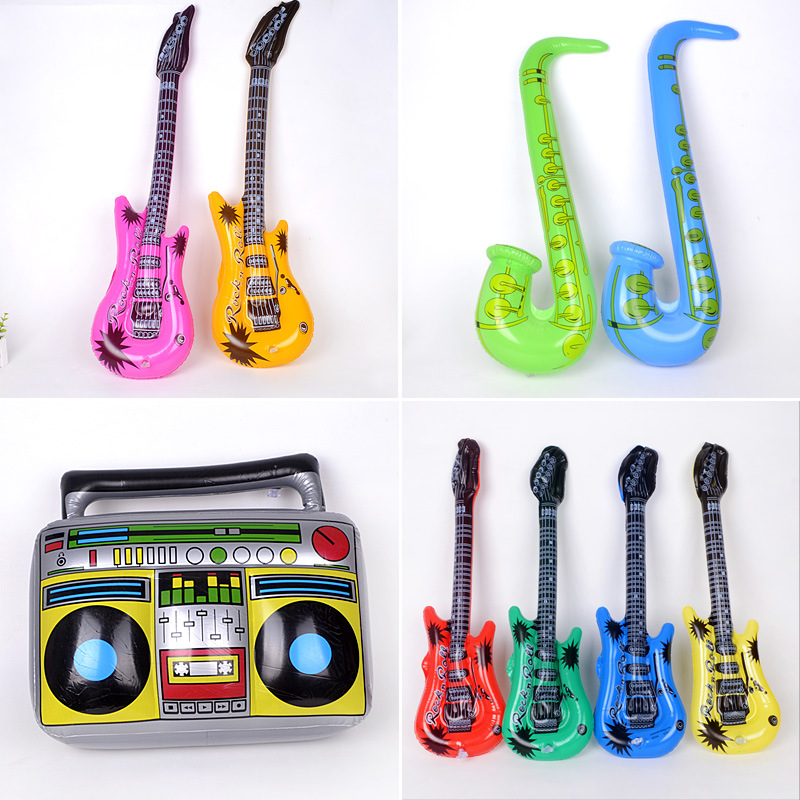 厂家直销 PVC充气吉他 充气玩具仿真乐器萨克斯录音机话筒批发