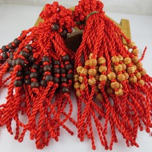东南亚流行端午红绳手链 加固版粗款三个护身符手绳 情侣结缘饰品