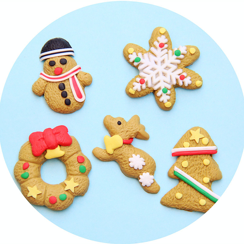 Factory Direct Sales Polymer Clay Christmas Pendant Accessories DIY Ornament Christmas Accessories Gingerbread Man Snowflake Christmas Tree Elk