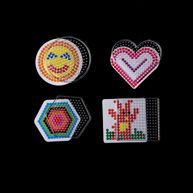 5MM拼拼豆豆5款模板一套基础模板小方小圆小六边爱心形模板
