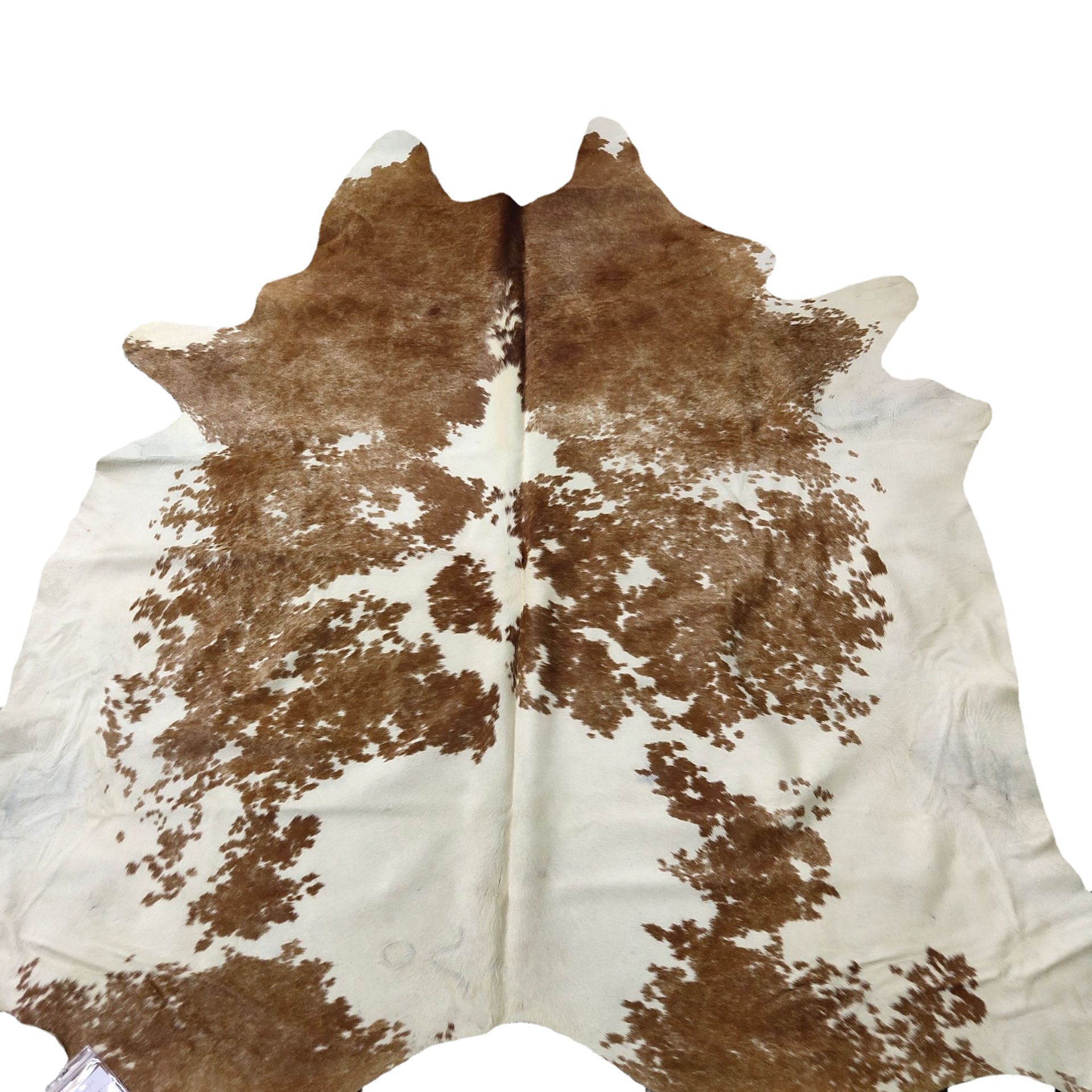 原装进口自然花纹大牛皮 整张牛皮地毯靴子 现货头层奶牛皮毛一体