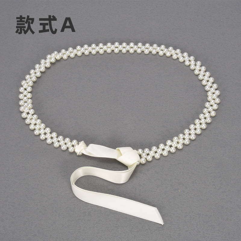Korean Style Pearl Waist Chain Women's Dress Shirt Women's Ribbon Tassel Wild Decorative Fashion Thin Belt Manufacturer