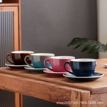 复古窑变拿铁拉花咖啡杯日式陶瓷马克杯商用咖啡杯碟套装高档精致