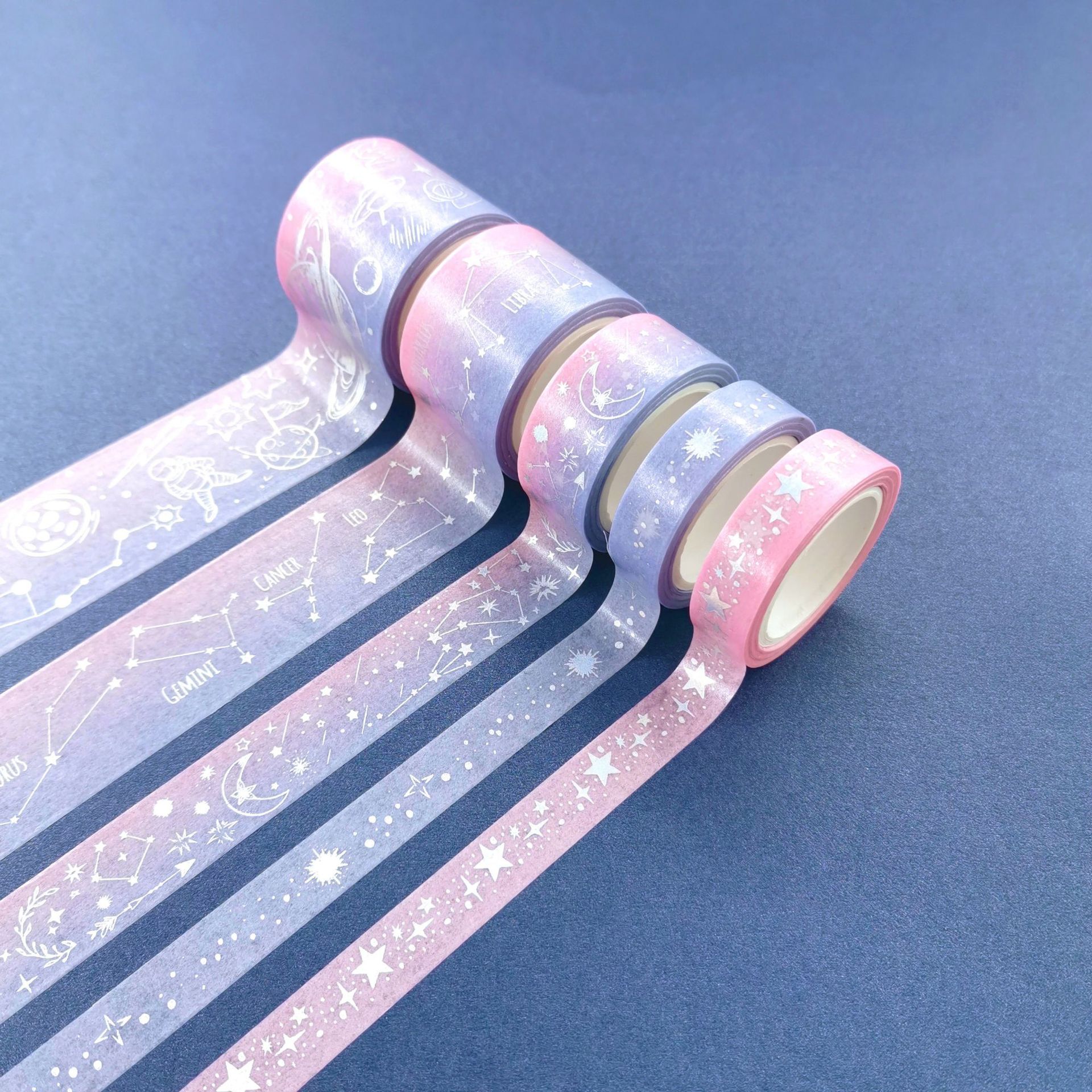 宇宙星空烫银和纸胶带6卷装可撕手账diy素材贴画