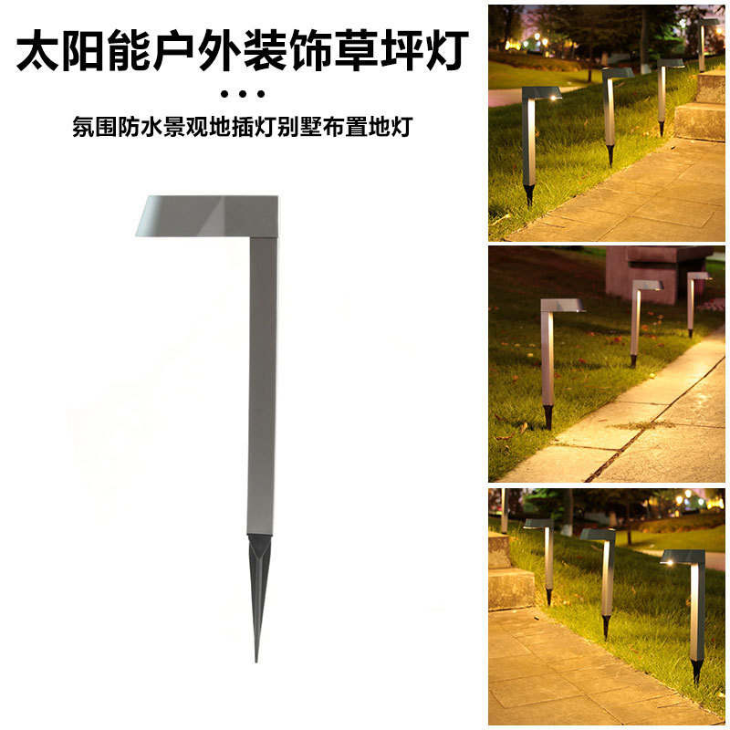 solar outdoor yard lamp garden lawn lamp waterproof atmosphere grass silver gray decorative potted ground lamp