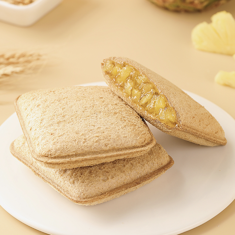 小白心里软全麦菠萝夹心大口袋面包零食小吃点心早餐食品整箱520g