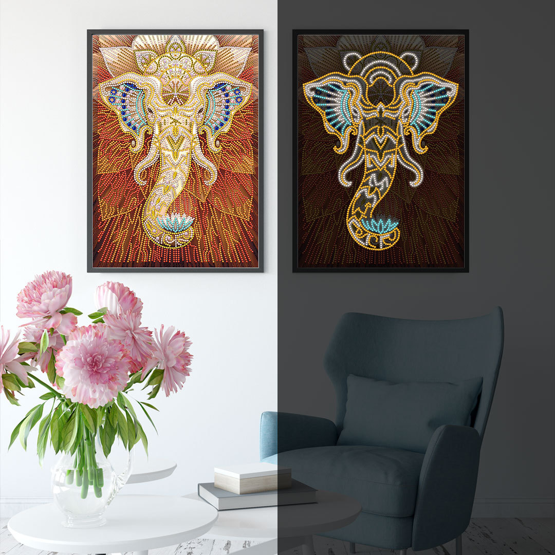 Luminous Diamond Painting 5d Stick-on Crystals Painting Diy Crystal Elephant Dolphin Modern European Style Living Room Entrance Frameless Decorative Painting