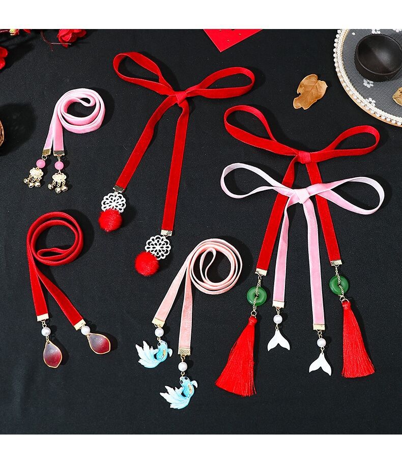 新年儿童汉服中国风宝宝编发头绳绑发带女童古风编发头饰品发绳女