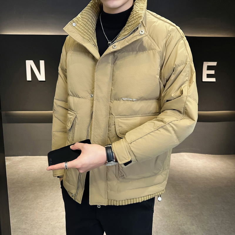 店主风-爆款特殊工艺格子假两件羽绒服潮流男外套-阿里巴巴