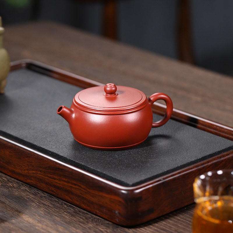 onm6宜兴纯全手工紫砂壶朱泥大红袍球孔汉瓦壶家用功夫石瓢泡茶壶